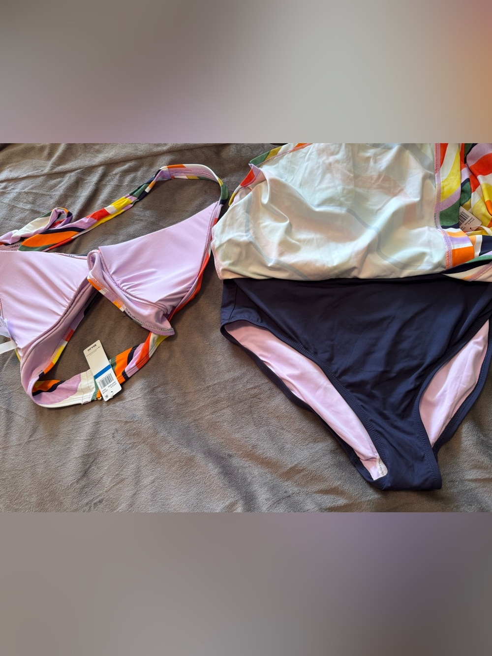 Anne Cole skirted Bikini Bottom with Multicolor Print Accent Halter Top XL/D - Picture 11 of 16